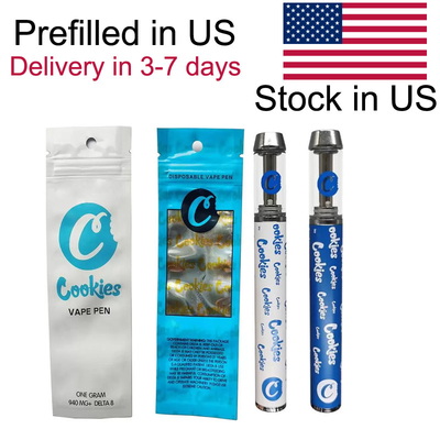 Prefilled Cookies Vape Cartridges Ships from USA Disposable E-cigarettes Filled 1000mg 1ml Ceramic Glass Thick Oil Dab